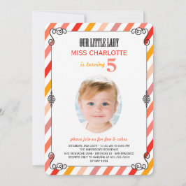  Little Lady Birthday Party Photo Invite Kaart