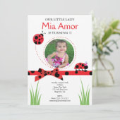 Little Lady Bug Birthday Uitnodiging (Staand voorkant)
