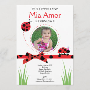 Little Lady Bug Birthday Uitnodiging