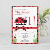 Little Lady Bug Birthday Uitnodiging (Staand voorkant)