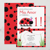 Little Lady Bug Birthday Uitnodiging (Voorkant / Achterkant)