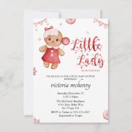 Little Lady Gingerbread Christmas Girl Baby shower Kaart