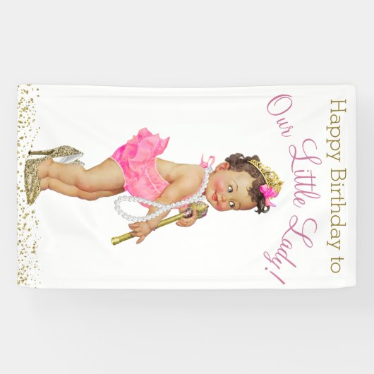 Little Lady High Heels Parels Meisjes Verjaardagsf Spandoek (Horizontaal)