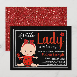Little Lady Ladybug Baby Girl Baby shower Kaart