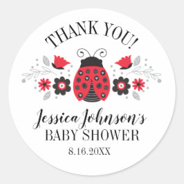 Little Lady Ladybug Baby shower Dank u Ronde Sticker