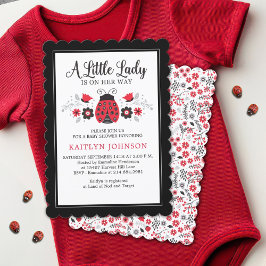 Little Lady Ladybug Baby shower Kaart