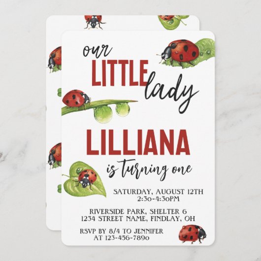 Little Lady Ladybug Birthday Party, elke leeftijd Kaart (Voorkant / Achterkant)