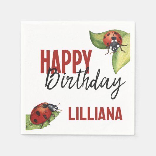 Little Lady Ladybug Birthday Party, elke leeftijd Servet (Voorkant)