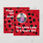 Little Lady Ladybug Birthday Party-uitnodigingen Kaart (Voorkant / Achterkant)