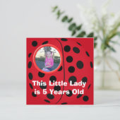 Little Lady Ladybug Birthday Party-uitnodigingen Kaart (Staand voorkant)