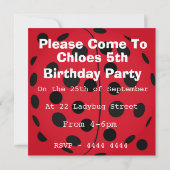 Little Lady Ladybug Birthday Party-uitnodigingen Kaart (Achterkant)