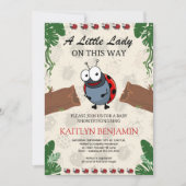 Little Lady Ladybug Girl Baby shower Invitation Kaart (Voorkant)