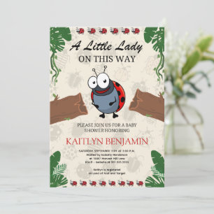 Little Lady Ladybug Girl Baby shower Invitation Kaart