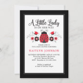 Little Lady Ladybug Girl Baby shower Invitation Kaart (Voorkant)