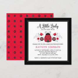 Little Lady Ladybug Girl Baby shower Invitation Kaart