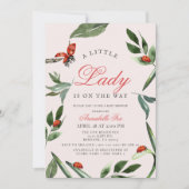 Little Lady Ladybug & Leaves Girl Baby shower Kaart (Voorkant)