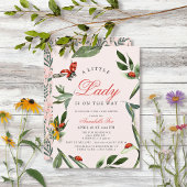 Little Lady Ladybug & Leaves Girl Baby shower Kaart