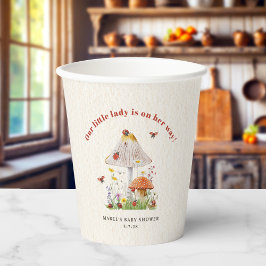 Little Lady Ladybug Mushroom Flowers Baby shower Papieren Bekers