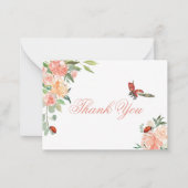Little Lady Ladybug Roses Baby Shower Thank You Notitiekaartje (Voorkant)
