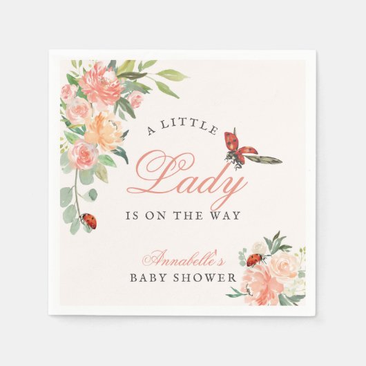 Little Lady Ladybug Roses Girl Baby Shower Servet (Voorkant)