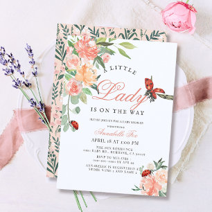 Little Lady Ladybug Rozen Meisje Baby shower Kaart