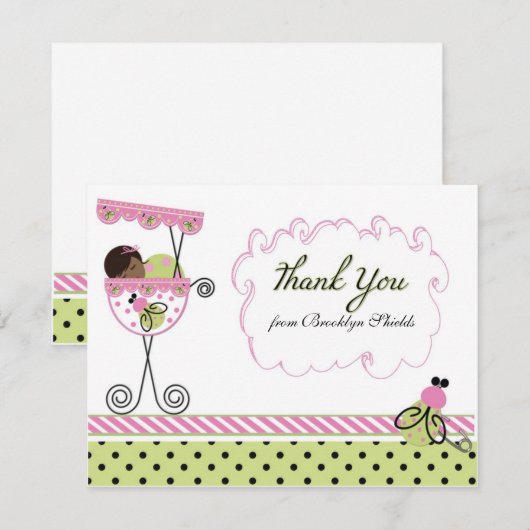 Little Lady Ladybug Theme Dank u wel Notitiekaartje (Voorkant / Achterkant)