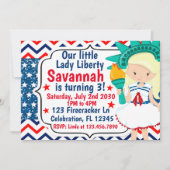 Little Lady Liberty 4th van juli Verjaardag Glitte Kaart (Voorkant)