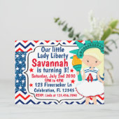 Little Lady Liberty 4th van juli Verjaardag Glitte Kaart (Staand voorkant)