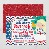 Little Lady Liberty 4th van juli Verjaardag Glitte Kaart (Voorkant / Achterkant)