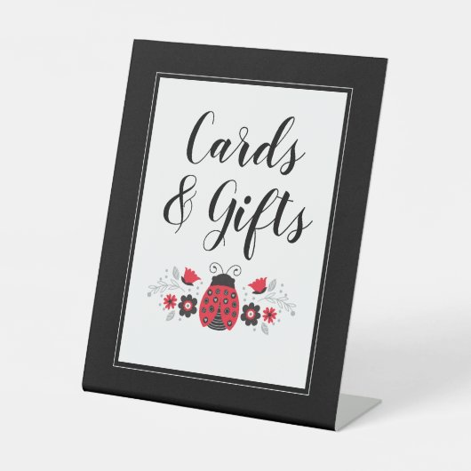 Little Lady lieveheersbeestje meisje Baby shower Reclamebord Met Voetstuk (Voorkant)