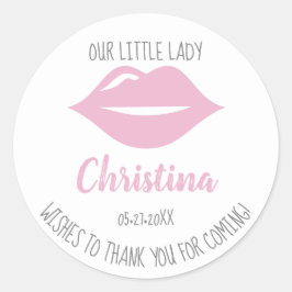 Little Lady Lips illustratie eerste verjaardag Ronde Sticker