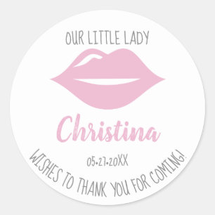Little Lady Lips illustratie eerste verjaardag Ronde Sticker