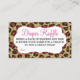 Little Lady Luier Raffle Ticket, Cheetah, Roze Informatiekaartje