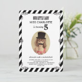 Little Lady Mustache Bash Birthday Photo Invite Kaart (Staand voorkant)
