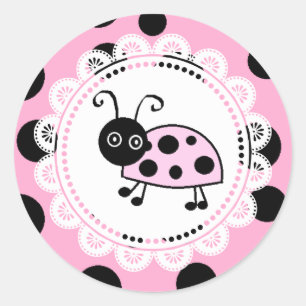 Little Lady Pink Ladybug Ronde Sticker