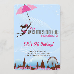 Little Lady Umbrella Birthday Party-uitnodigingen Kaart