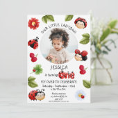 Little Ladybug 1st Birthday Party Foto Kaart (Staand voorkant)