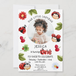 Little Ladybug 1st Birthday Party Foto Kaart