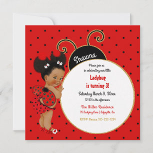 Little Ladybug African American Girl Red Black Kaart