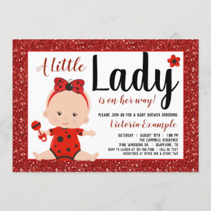 Little Ladybug Baby Girl Baby shower Kaart