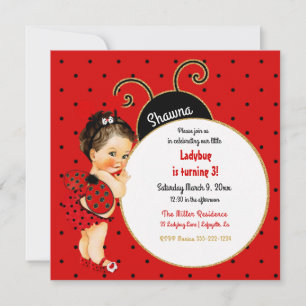 Little Ladybug Baby Girl Red Black Kaart