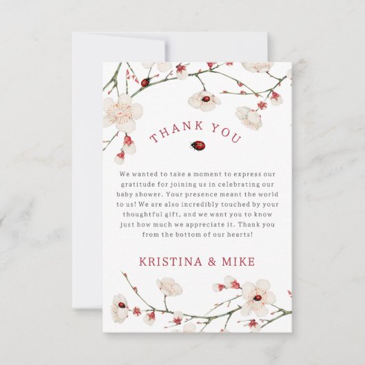 Little Ladybug Baby shower Bedankkaart (Voorkant)