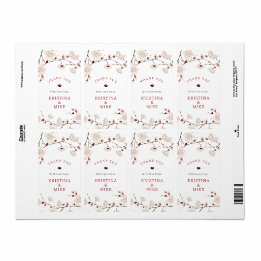 Little Ladybug Baby shower Dank u Sticker (Full Sheet)