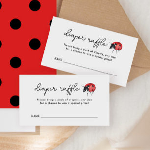 Little Ladybug Baby shower Diaper Raffle Tickets Informatiekaartje
