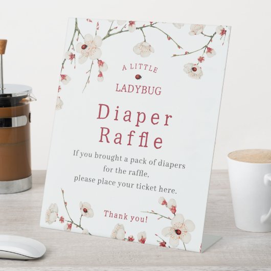 Little Ladybug Baby shower Luier Raffle Reclamebord Met Voetstuk (Insitu)