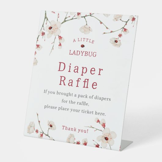 Little Ladybug Baby shower Luier Raffle Reclamebord Met Voetstuk (Voorkant)