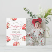 Little Ladybug Baby shower Party Foto Kaart (Staand voorkant)