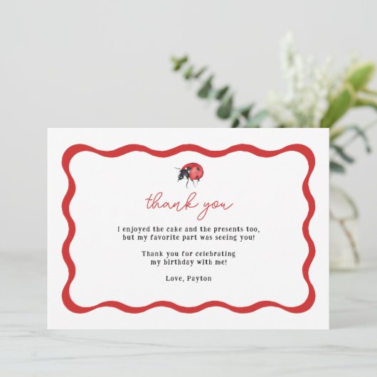 Little Ladybug Birthday Bedankt (Staand voorkant)