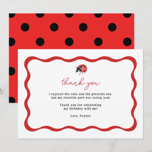Little Ladybug Birthday Bedankt (Voorkant / Achterkant)