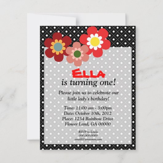 Little Ladybug Birthday Invitation for Kids Kaart (Achterkant)